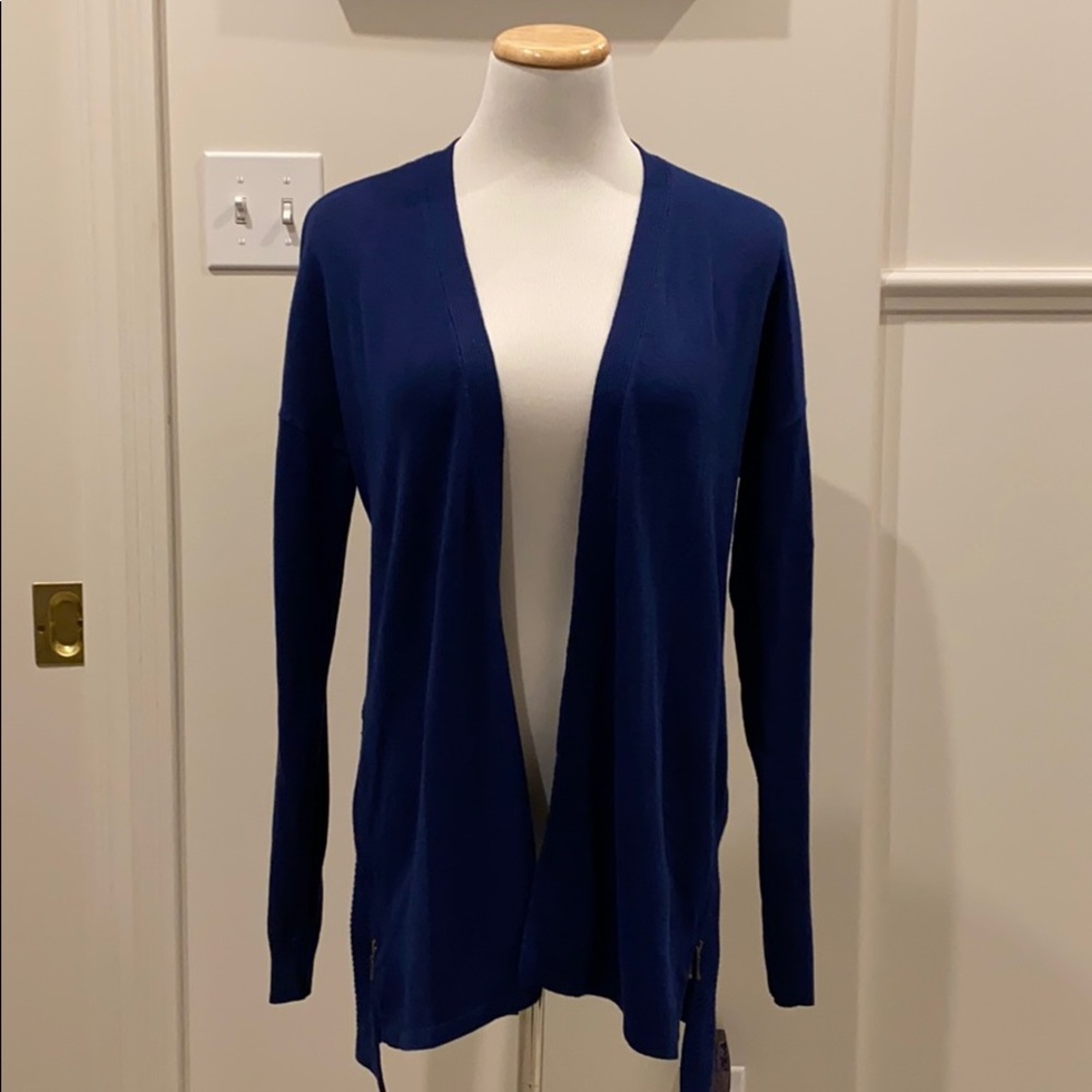 Navy cardigan.